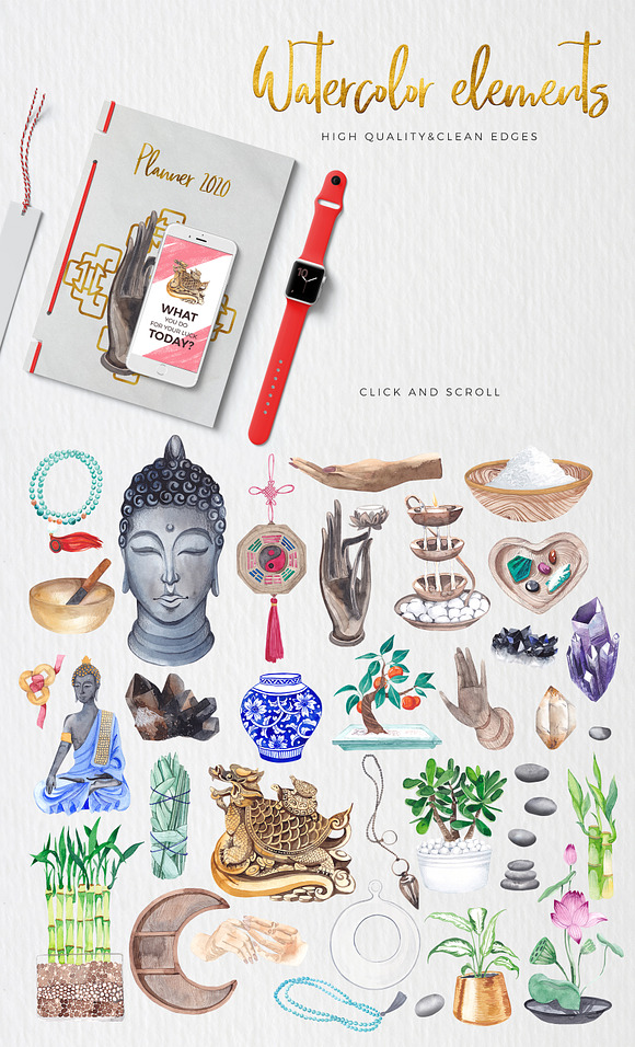 Feng Shui ✦ watercolor design kit in Illustrations - product preview 1