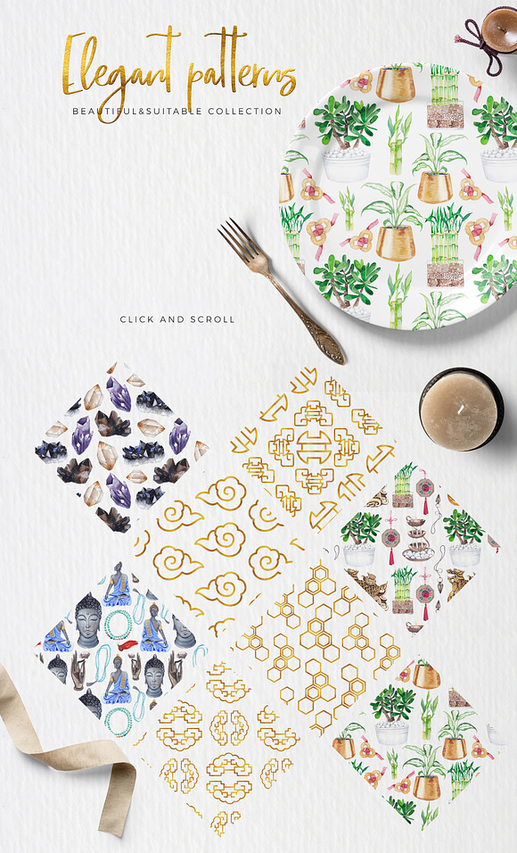 Feng Shui ✦ watercolor design kit in Illustrations - product preview 2