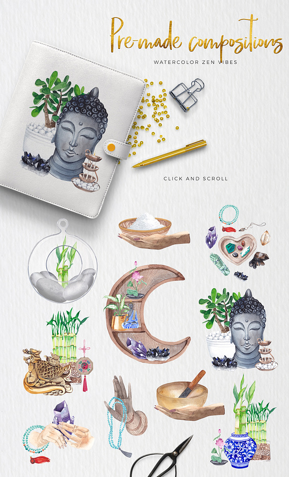 Feng Shui ✦ watercolor design kit in Illustrations - product preview 4