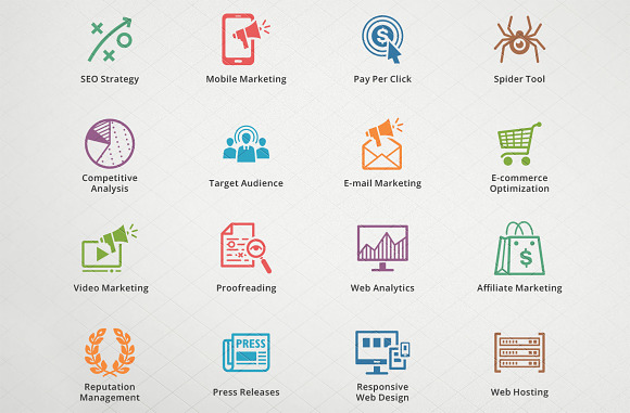 SEO & Internet Marketing Icons 3 in Marketing Icons - product preview 2