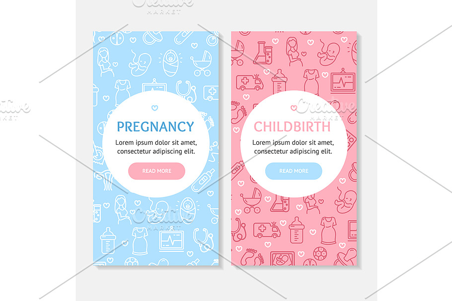 Pregnance Banner Poster Card Set. in Illustrations - product preview 8