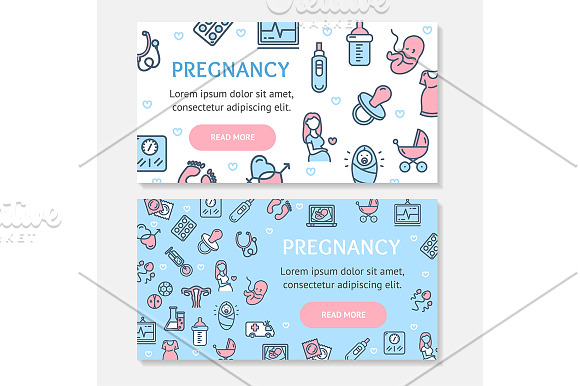 Pregnance Banner Poster Card Set. in Illustrations - product preview 2