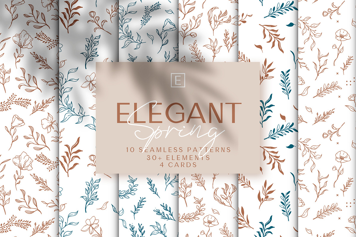 Elegant Spring Flowers & Leaves in Patterns - product preview 8