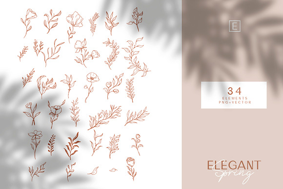 Elegant Spring Flowers & Leaves in Patterns - product preview 1