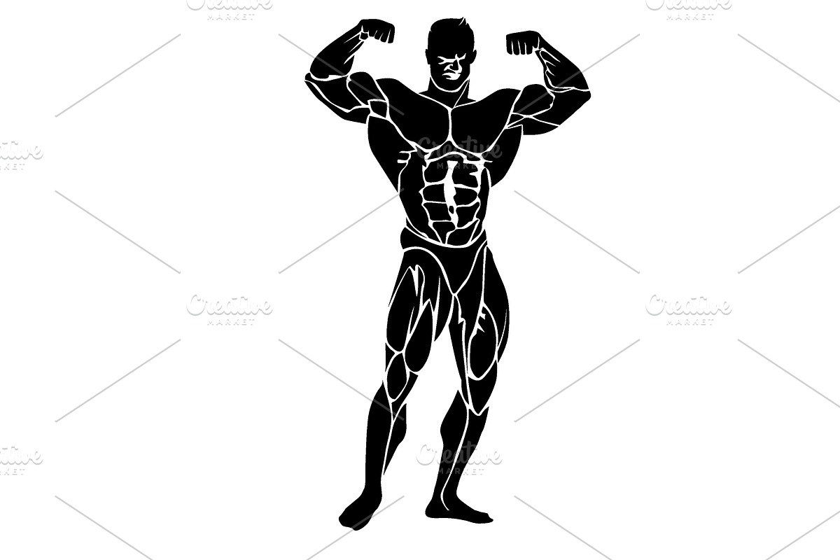 Bodybuilding icon, fitness theme in Illustrations - product preview 8