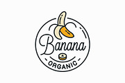 Banana logo. Round linear logo.