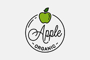 Apple fruit logo. Round linear logo.