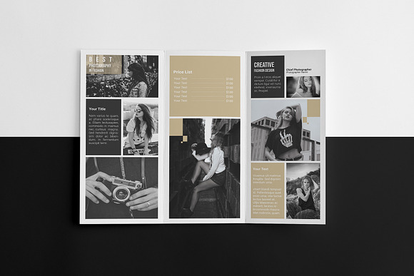Fashion Photography Trifold Brochure in Brochure Templates - product preview 3
