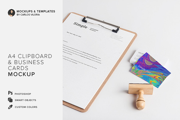 Clipboard & Business Card Mockup 01 in Mockup Templates - product preview 5