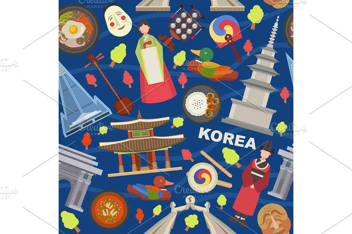 Korea landmarks and symbols vector in Patterns - product preview 8