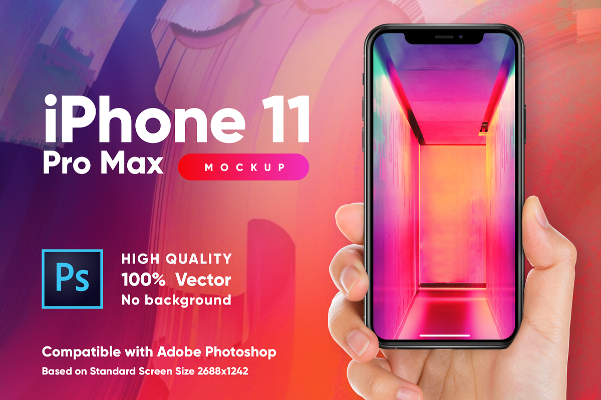 iPhone 11 Pro Max Mockup with Hand in Mobile & Web Mockups - product preview 8
