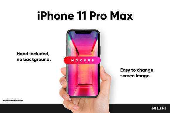 iPhone 11 Pro Max Mockup with Hand in Mobile & Web Mockups - product preview 1