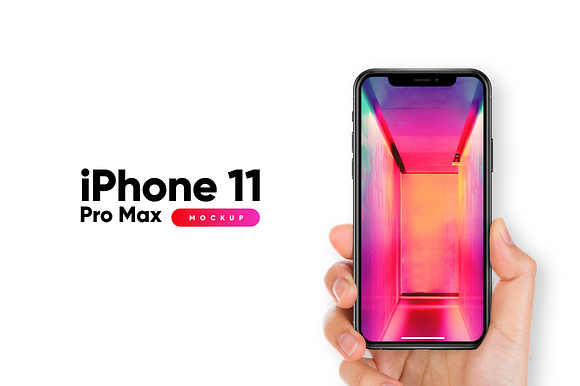 iPhone 11 Pro Max Mockup with Hand in Mobile & Web Mockups - product preview 4