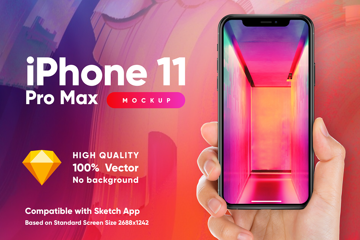 iPhone 11 Pro Max Mockup with Hand in Mobile & Web Mockups - product preview 8