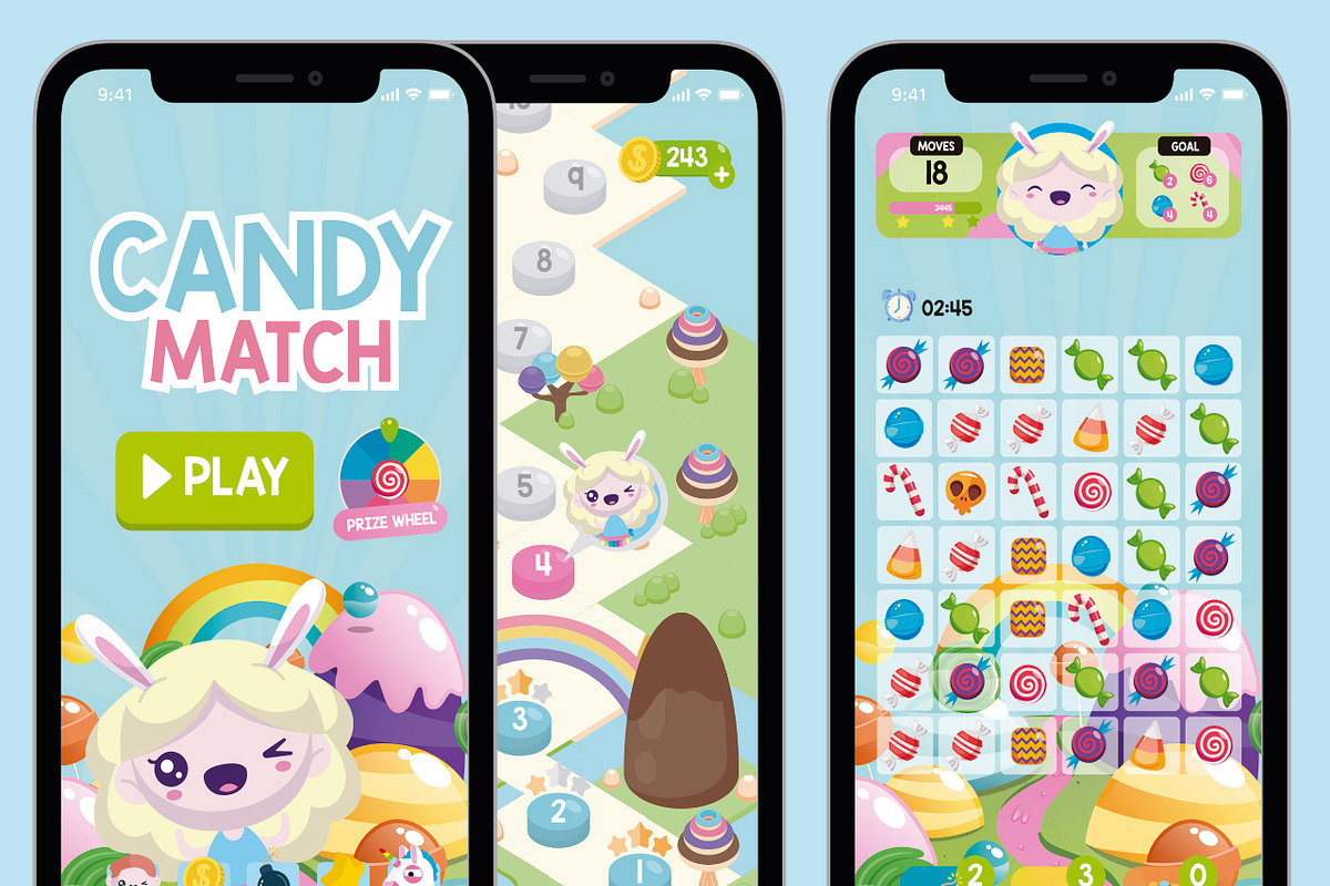 Candy Match 3 Game Assets Graphics in Illustrations - product preview 8
