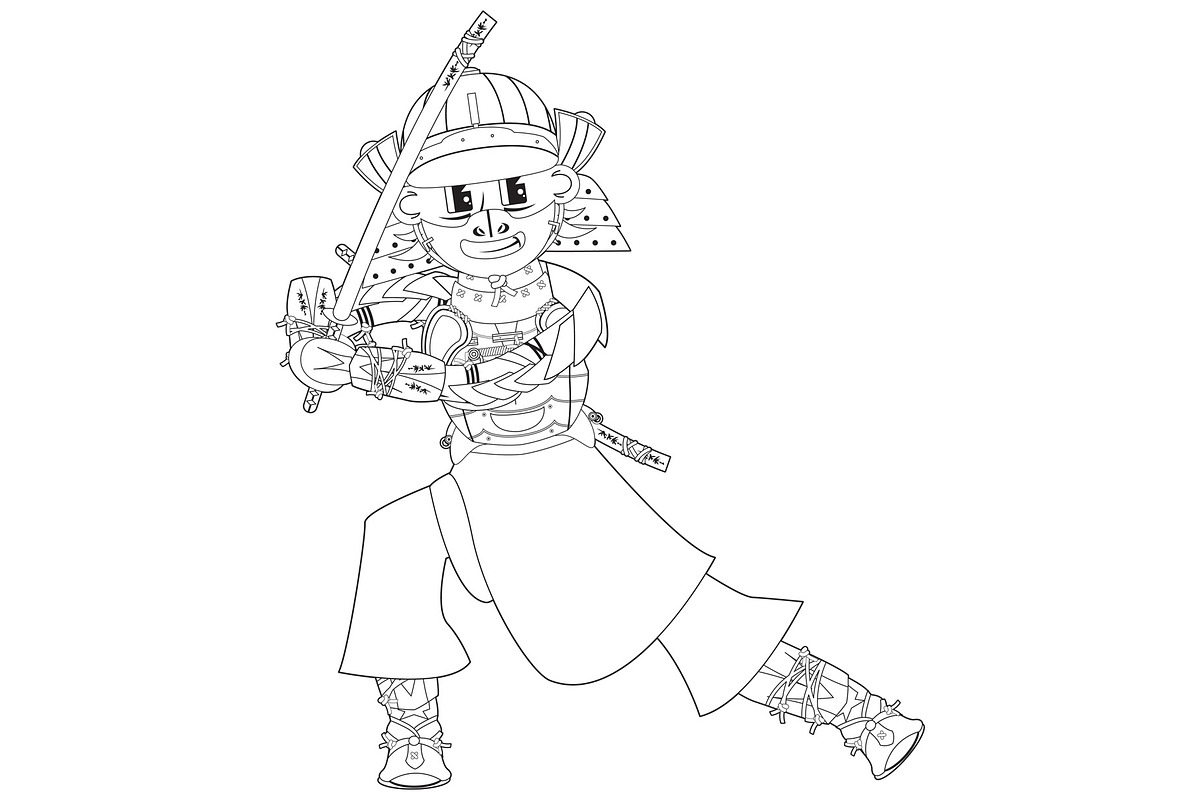 Samurai Warrior Line Art in Illustrations - product preview 8