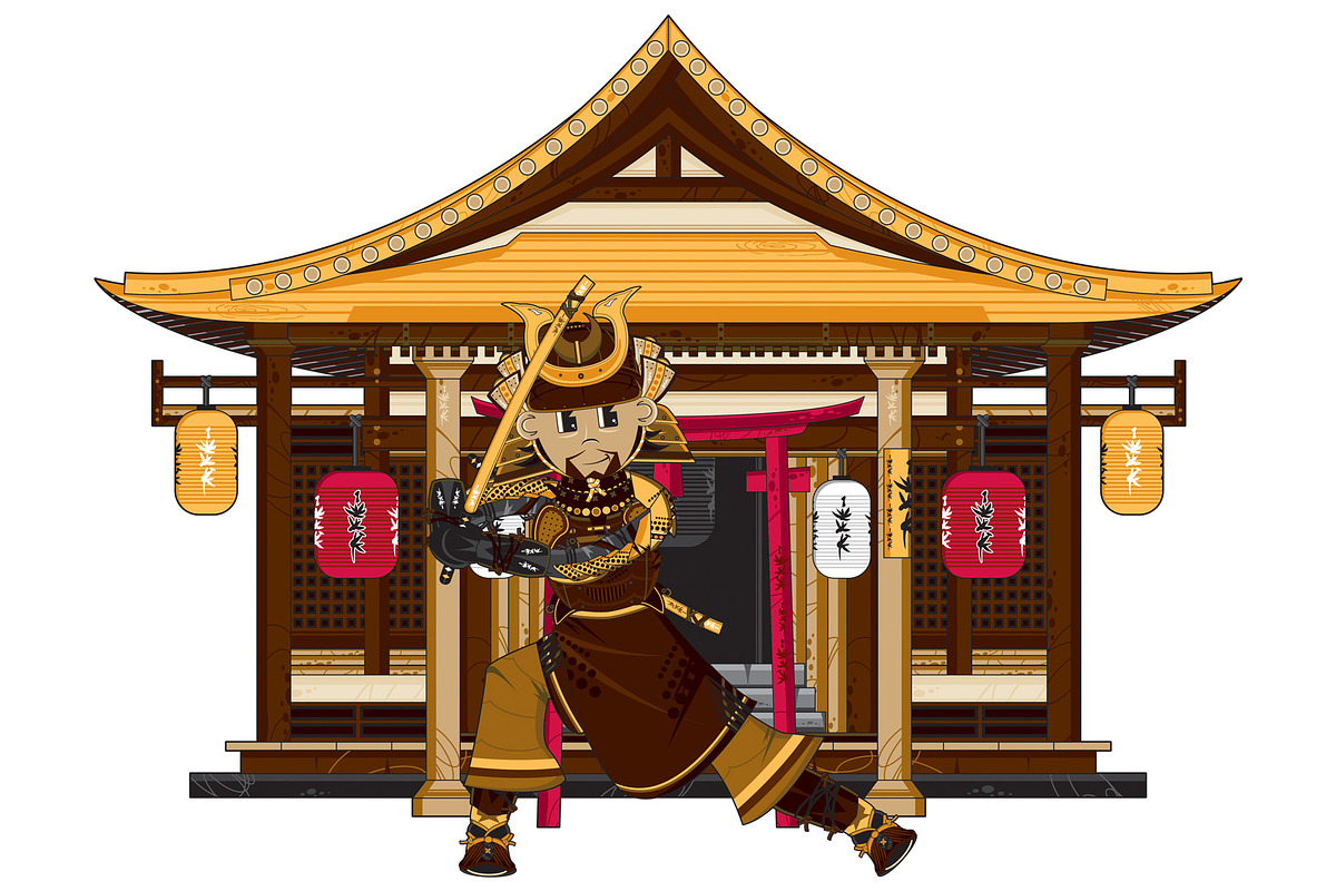 Fierce Samurai Warrior at Temple in Illustrations - product preview 8