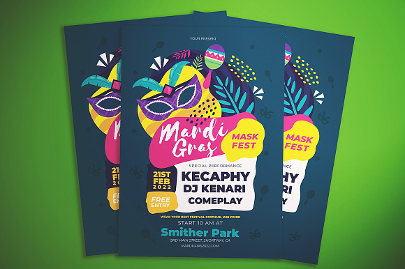 Mardi Gras Event Flyer in Flyer Templates - product preview 1
