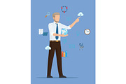 Businessman Colorful Card Vector
