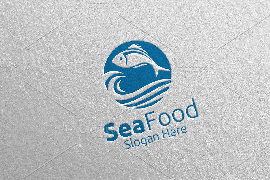 Fish Seafood Logo for Restaurant 92 in Logo Templates - product preview 8