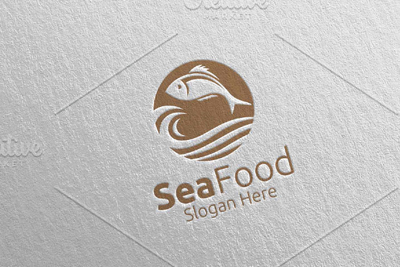 Fish Seafood Logo for Restaurant 92 in Logo Templates - product preview 1