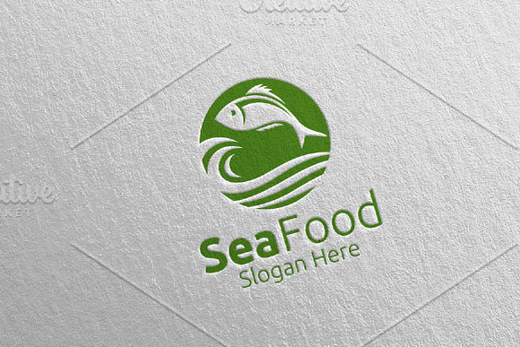 Fish Seafood Logo for Restaurant 92 in Logo Templates - product preview 2
