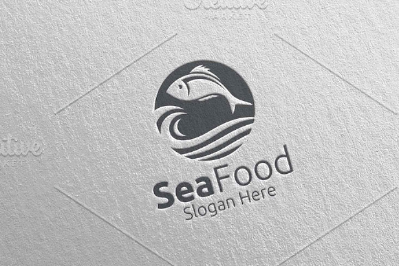 Fish Seafood Logo for Restaurant 92 in Logo Templates - product preview 4