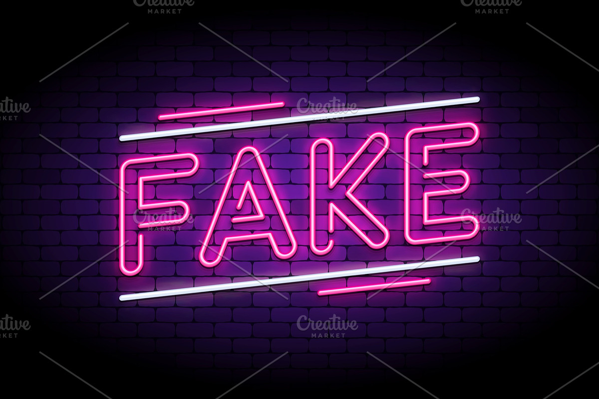 Neon "Fake" sign in Illustrations - product preview 8