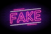 Neon "Fake" sign