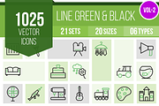 1025 Line Green & Black Icons (V2)