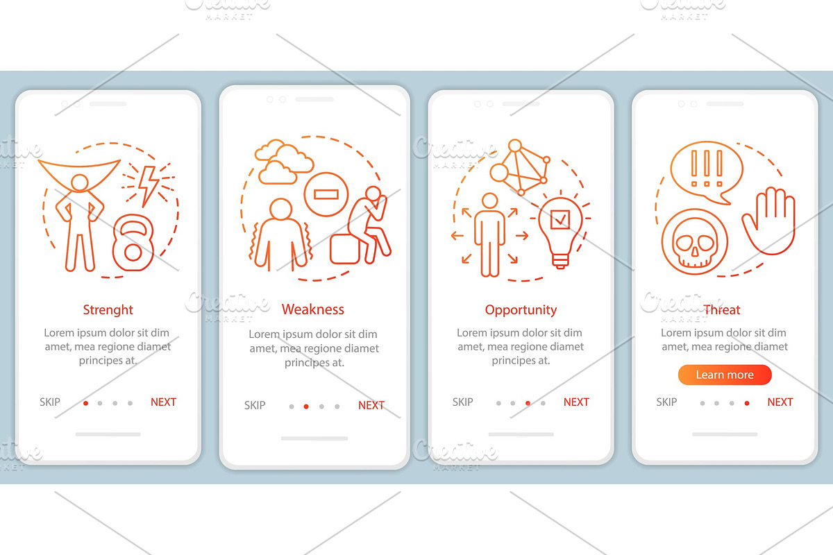 SWOT analysis orange gradient in Illustrations - product preview 8