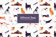 Different dogs seamless patterns