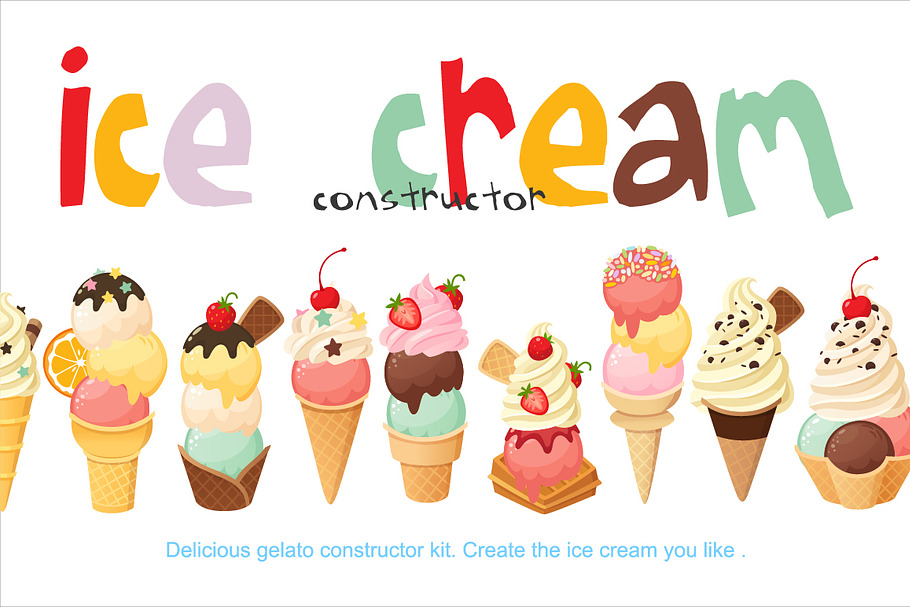 Ice cream constructor in Illustrations - product preview 8