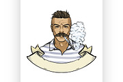 Sketch of hipster man with vaporizer