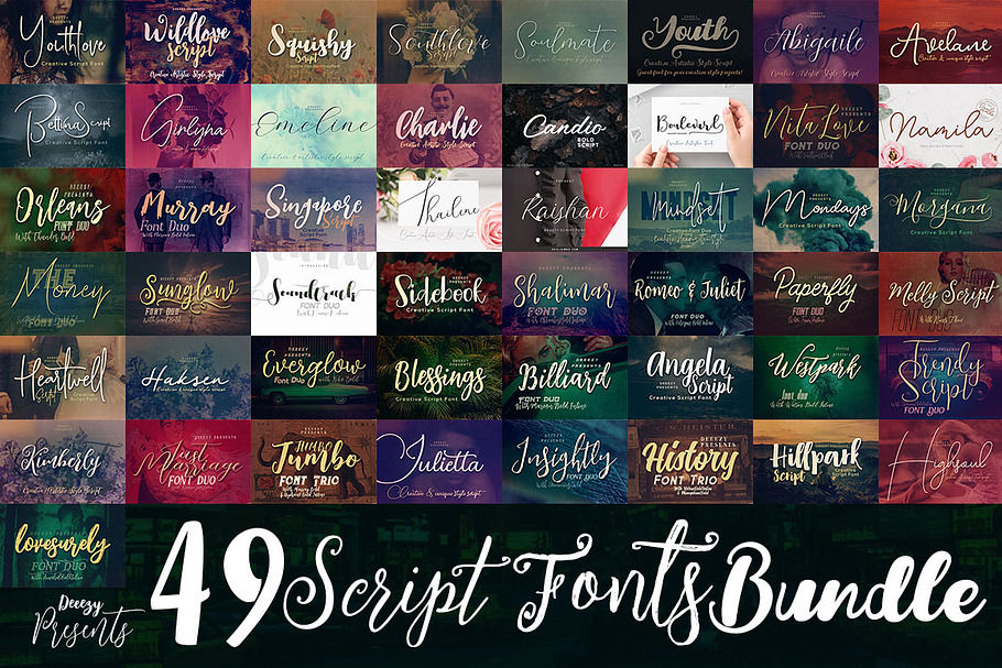 49 Script Fonts Bundle