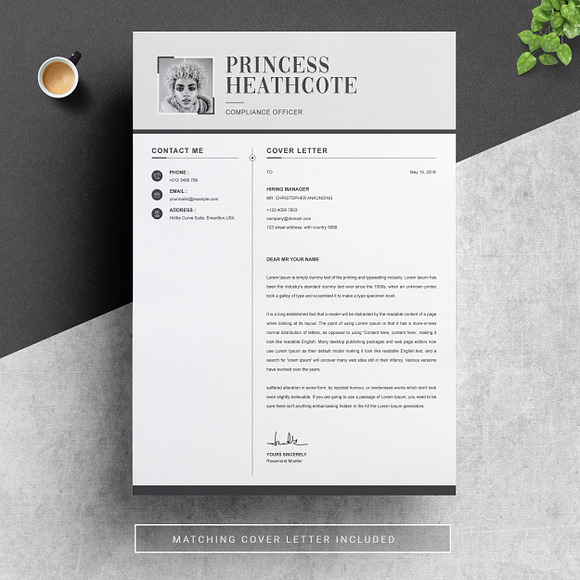 3 Pages Clean CV Template | MS Word in Letter Templates - product preview 2