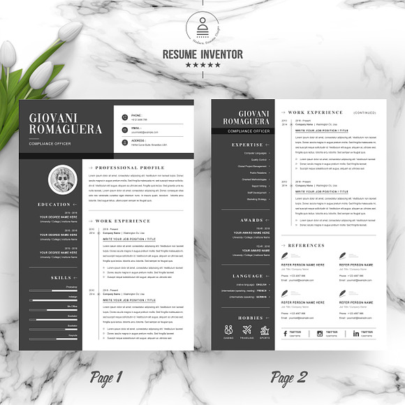 Minimal and Black White Clean Resume in Resume Templates - product preview 1