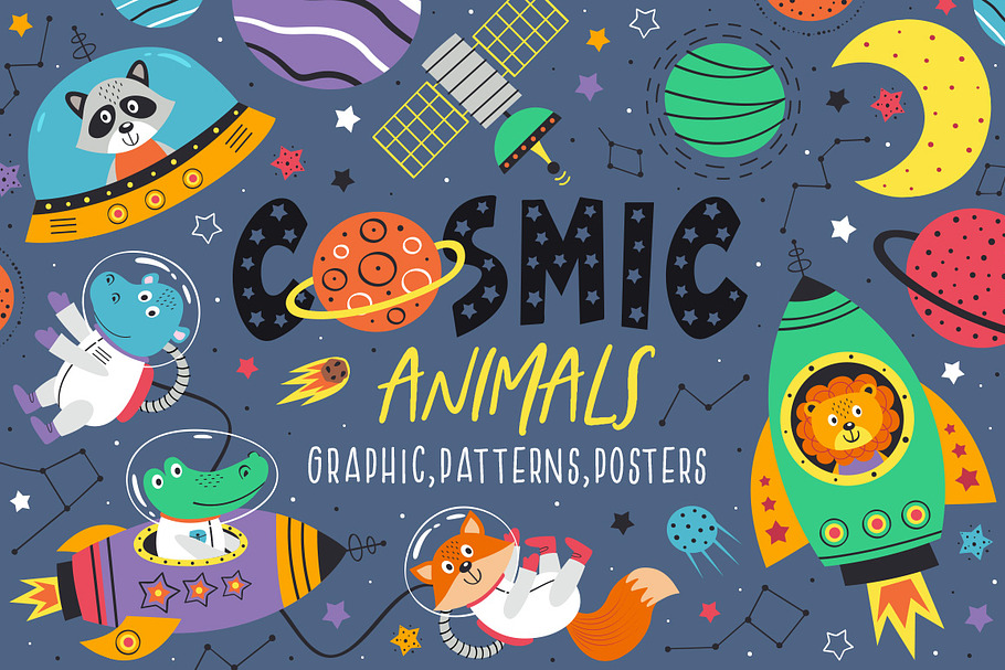 Space animals collection in Illustrations - product preview 8