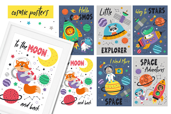 Space animals collection in Illustrations - product preview 5
