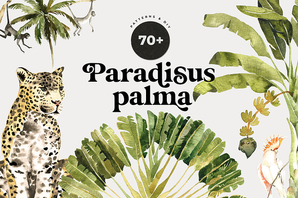 TROPICAL PALMS & animals + patterns