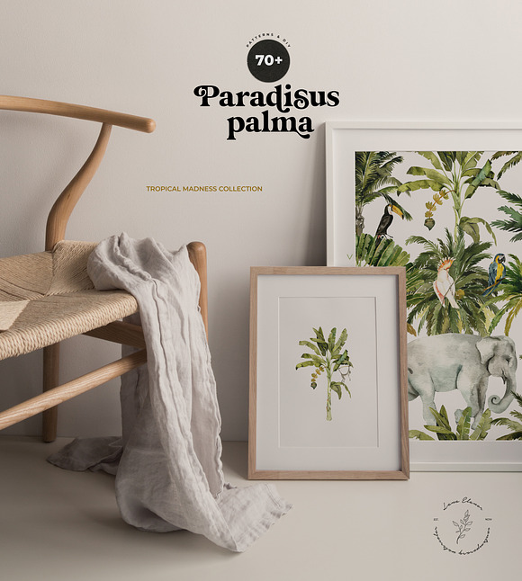 TROPICAL PALMS & animals + patterns in Illustrations - product preview 1