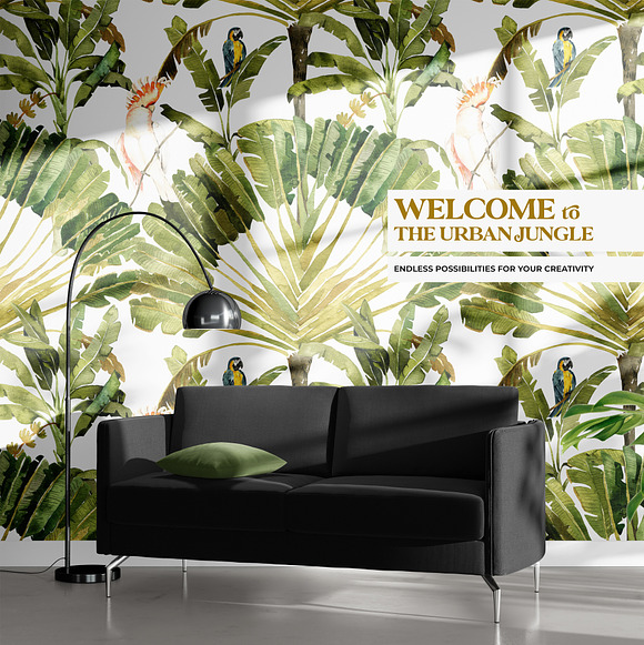 TROPICAL PALMS & animals + patterns in Illustrations - product preview 5