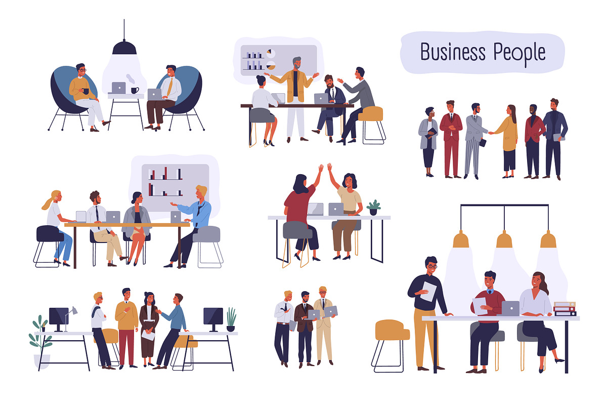 Business situations set in Illustrations - product preview 8