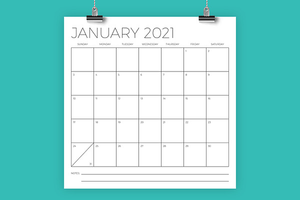 12 x 12 Inch Minimal 2021 Calendar