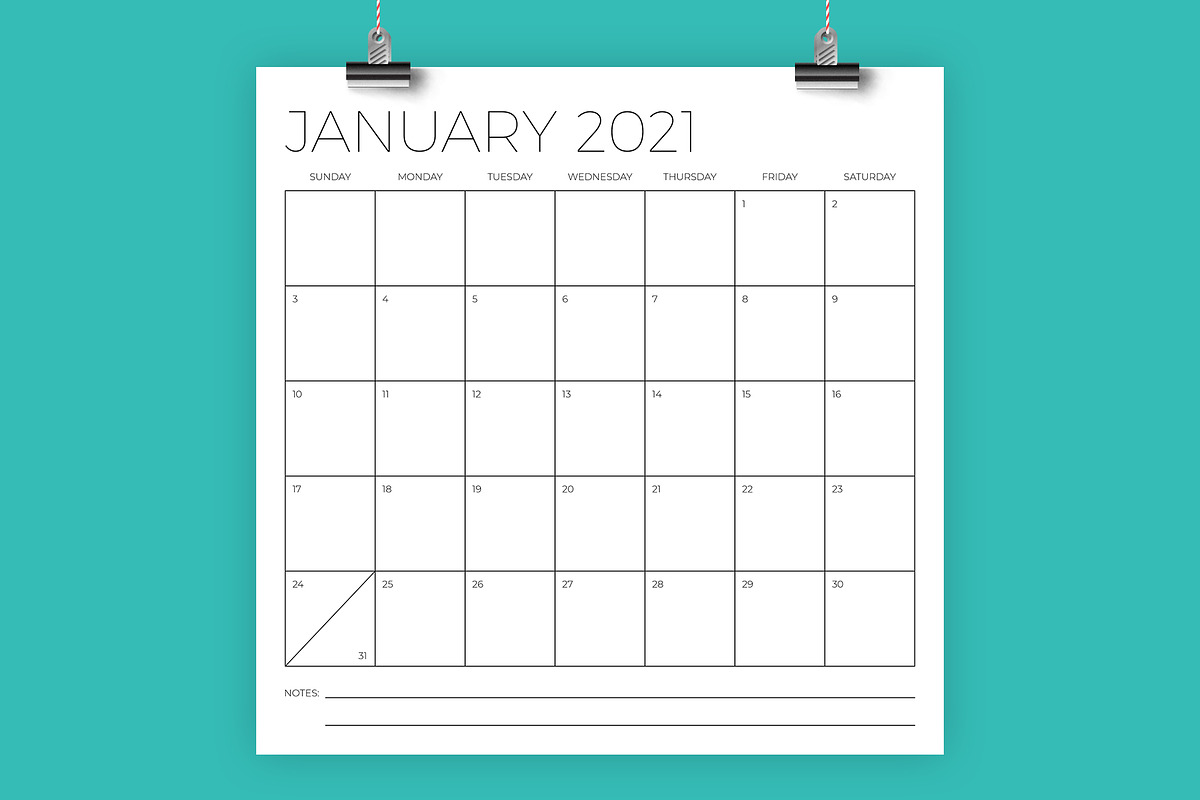 12 x 12 Inch Minimal 2021 Calendar in Stationery Templates - product preview 8