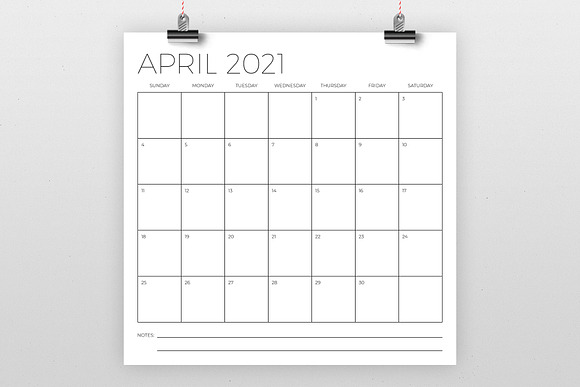 12 x 12 Inch Minimal 2021 Calendar in Stationery Templates - product preview 1