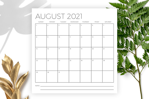12 x 12 Inch Minimal 2021 Calendar in Stationery Templates - product preview 2