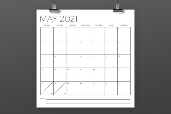 12 x 12 Inch Minimal 2021 Calendar in Stationery Templates - product preview 3