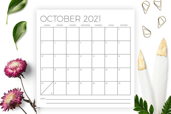 12 x 12 Inch Minimal 2021 Calendar in Stationery Templates - product preview 4