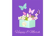 Happy 8 March Butterflies Vector